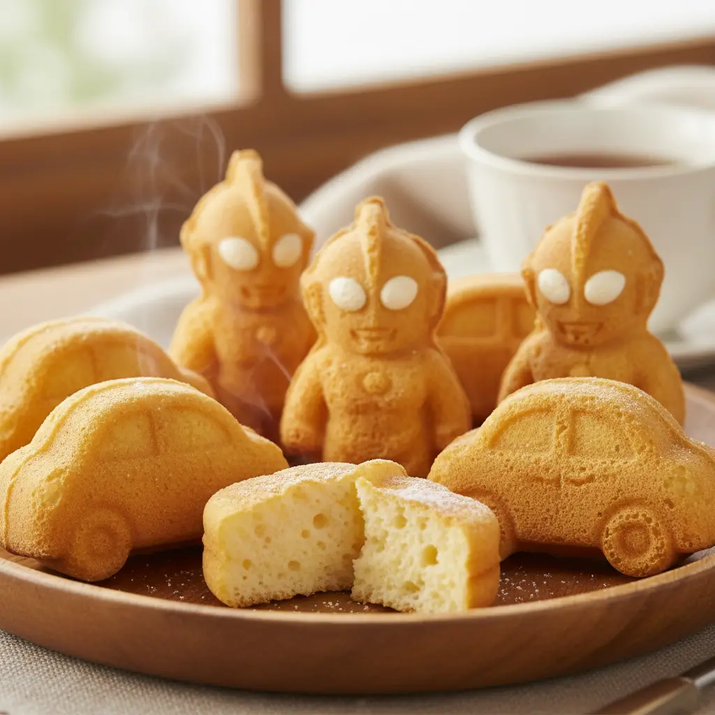Golden brown car shaped pastry with soft fluffy texture