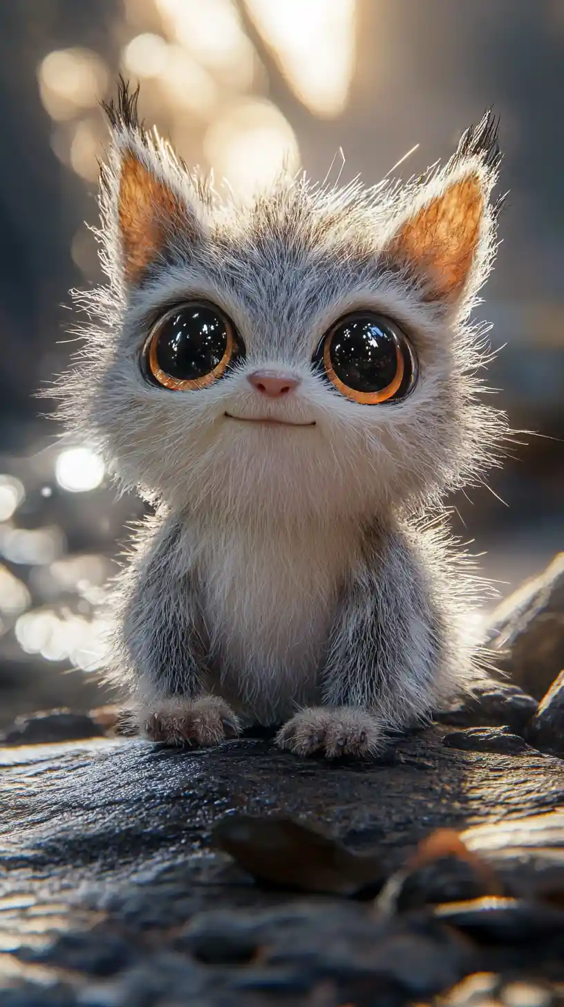 Adorable Fuzzy Fantasy Creature In Cinematic Close Up