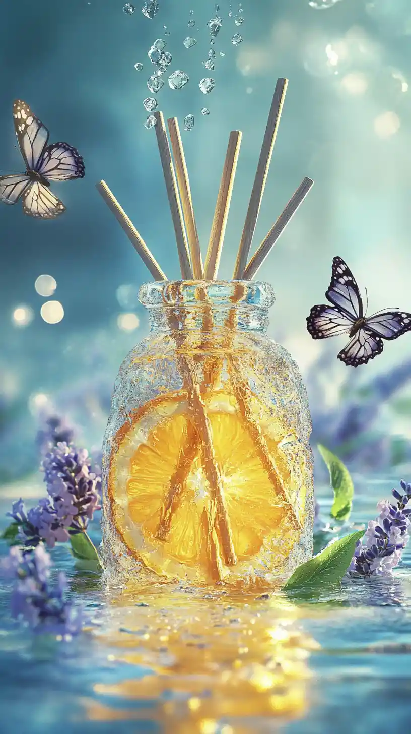 Surreal 3d amber fragrance bottle carved from ice