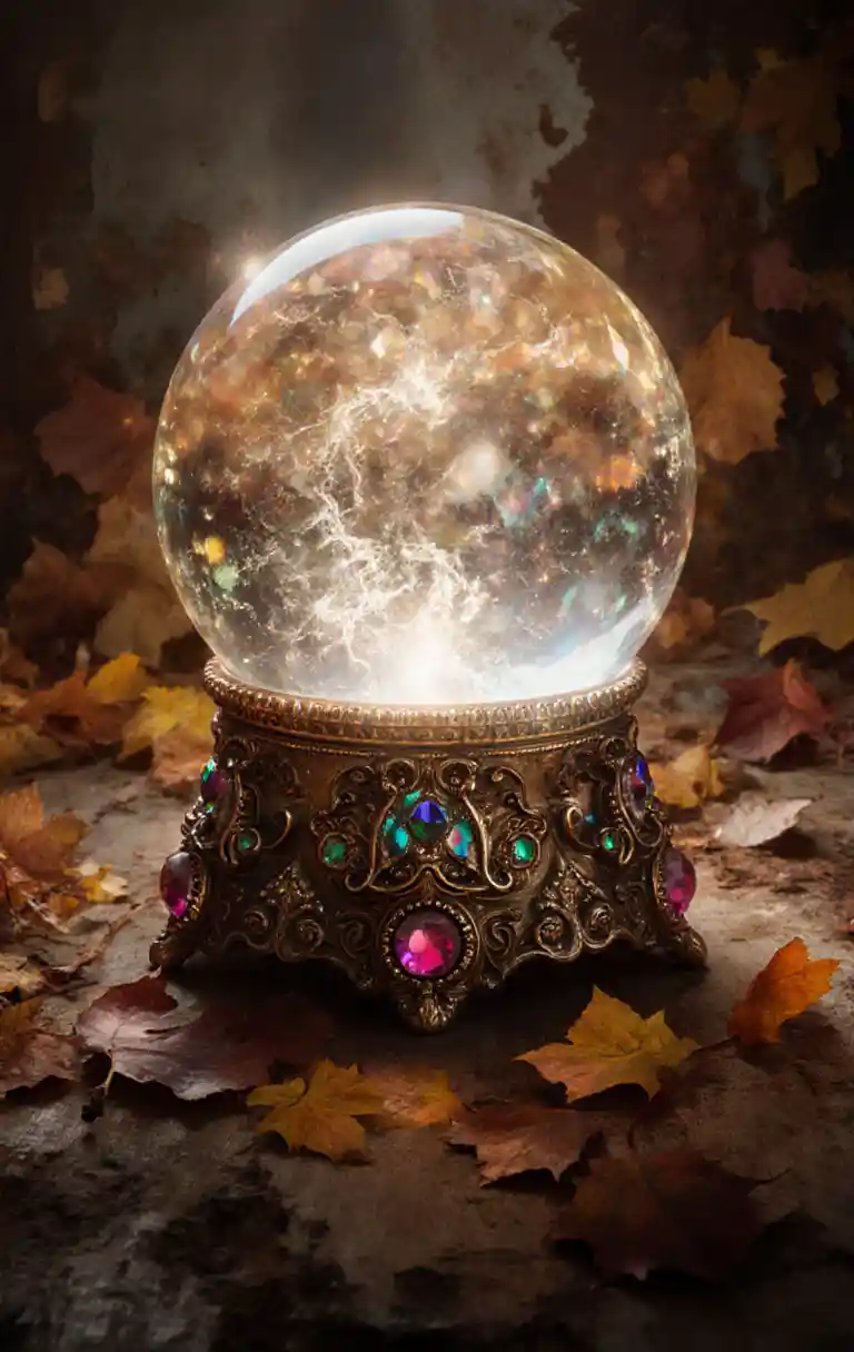 Boule de cristal mystique sur fond abstrait grunge texturé