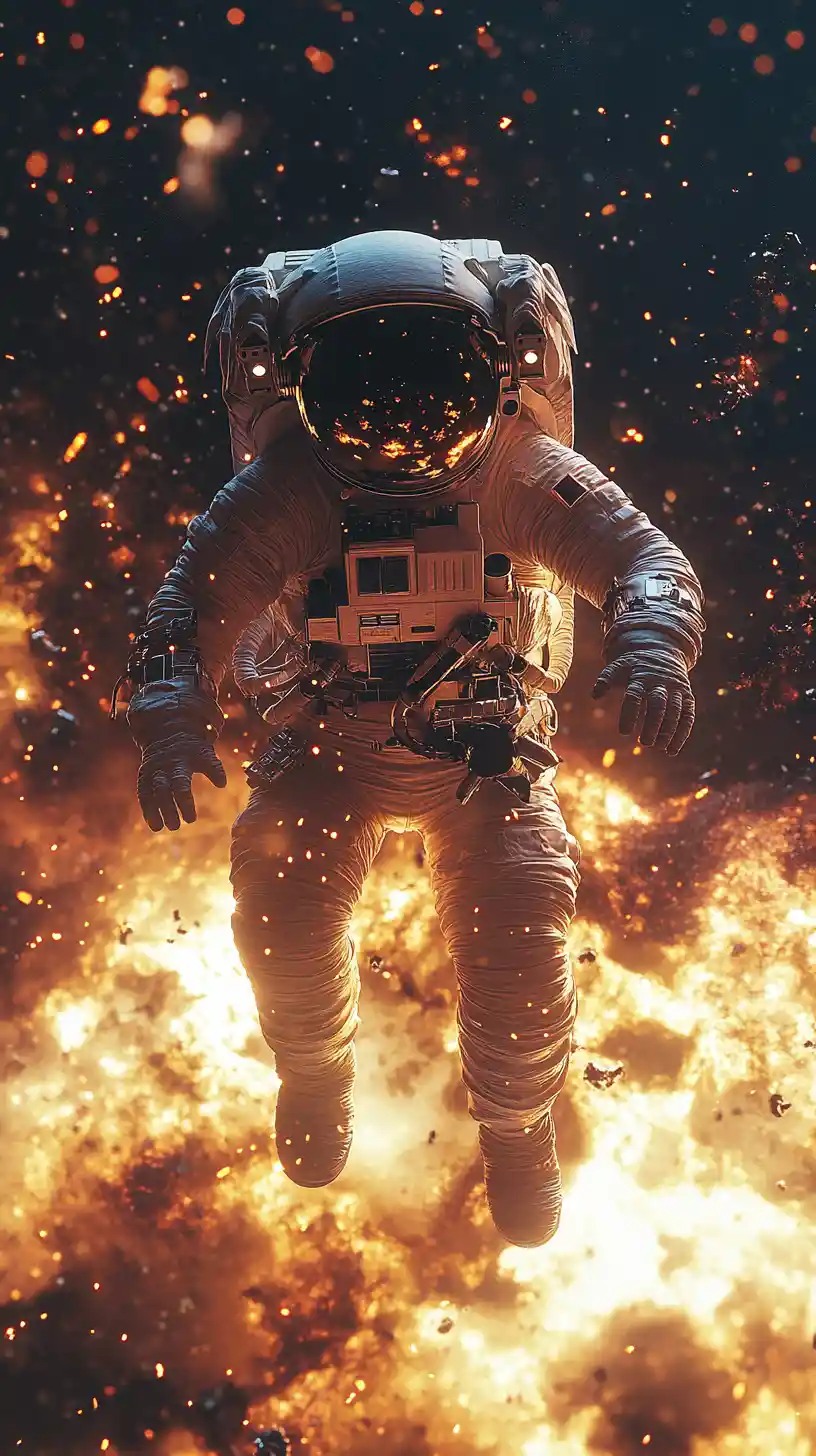 Astronaut Exploring A Vast Supernova Explosion In Space