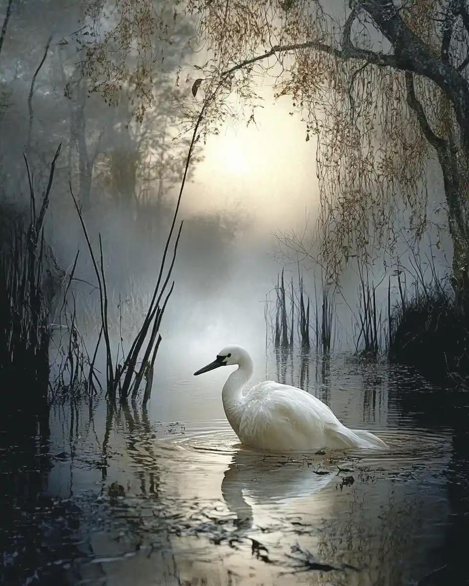 Haunting Ghost Emerging In A Dark Halloween Swamp Scene