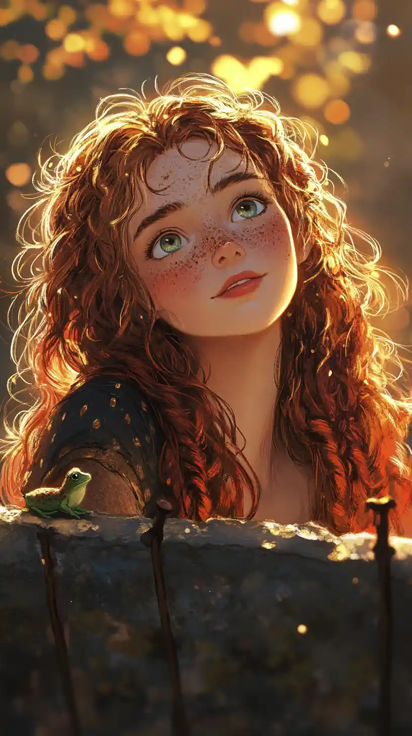 Anime girl by an old wooden board at sunset