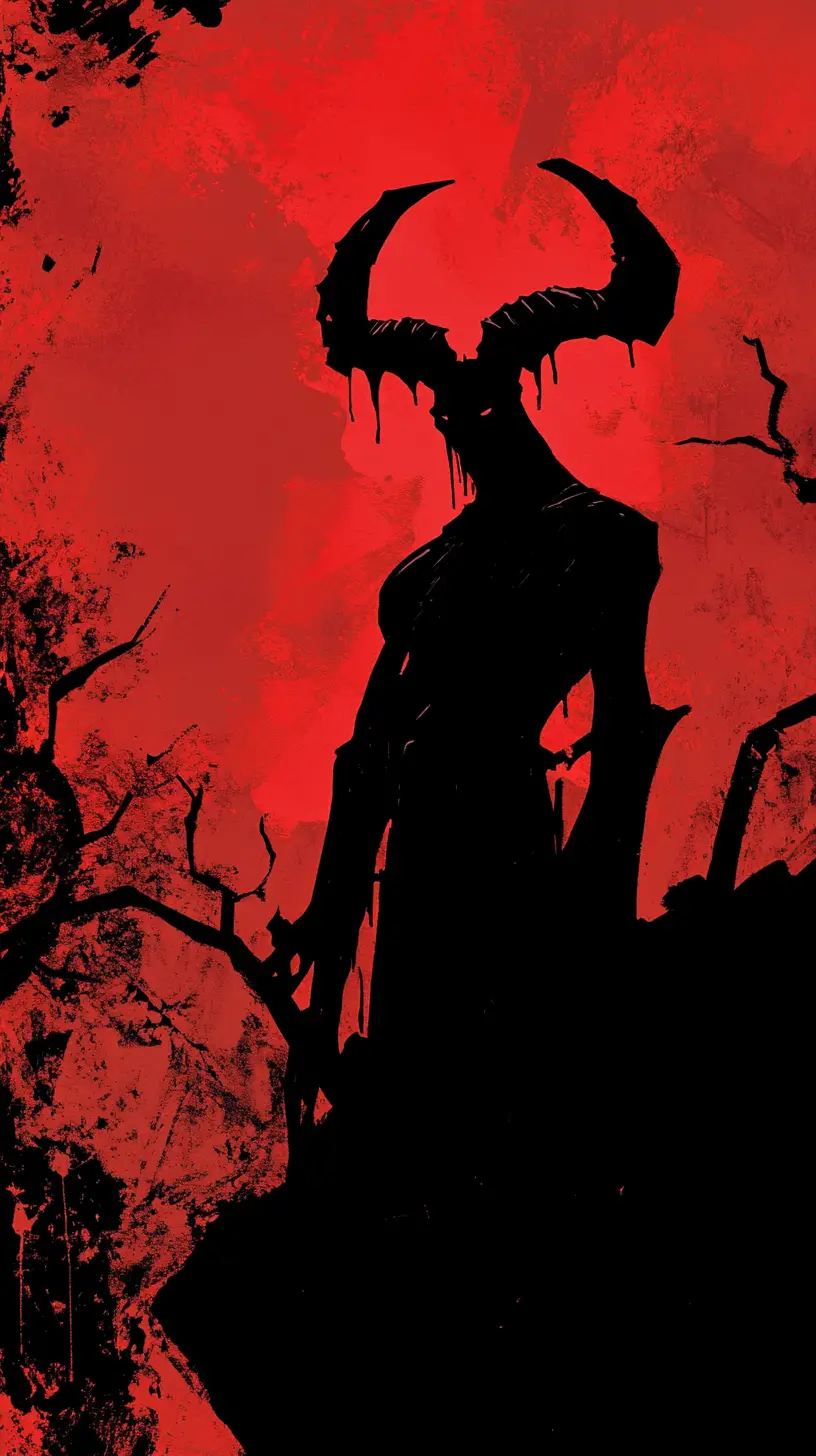 Gothic comic centaur in stark high contrast illustration
