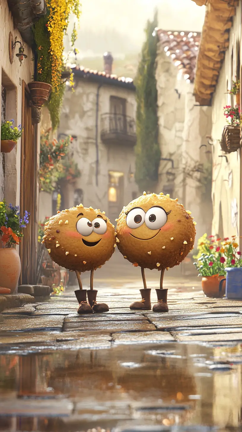 Cheerful Cookie And Candy Friends In Sunny European Street