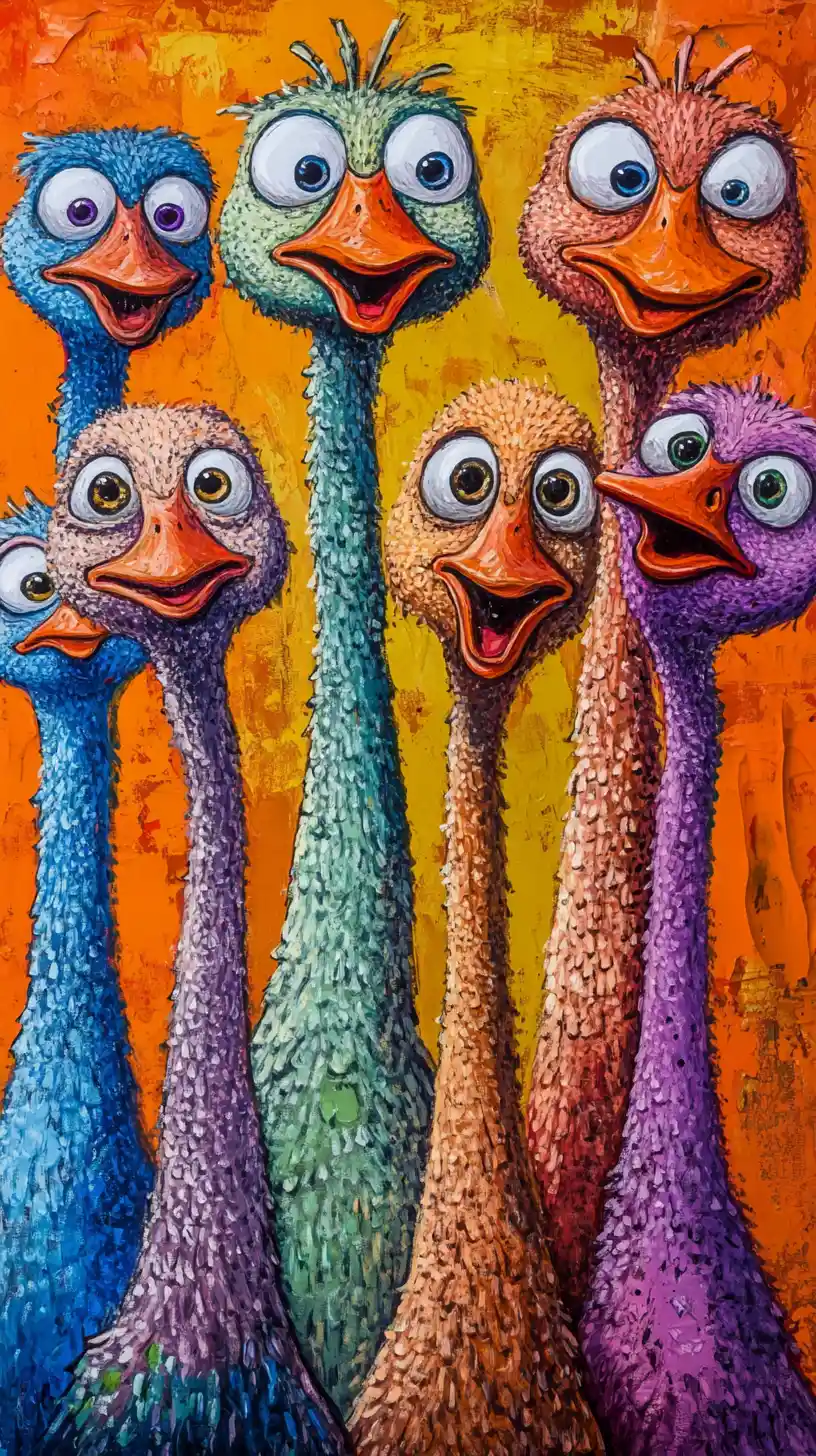 Curious Cartoon Geese Staring From All Sides Of Frame