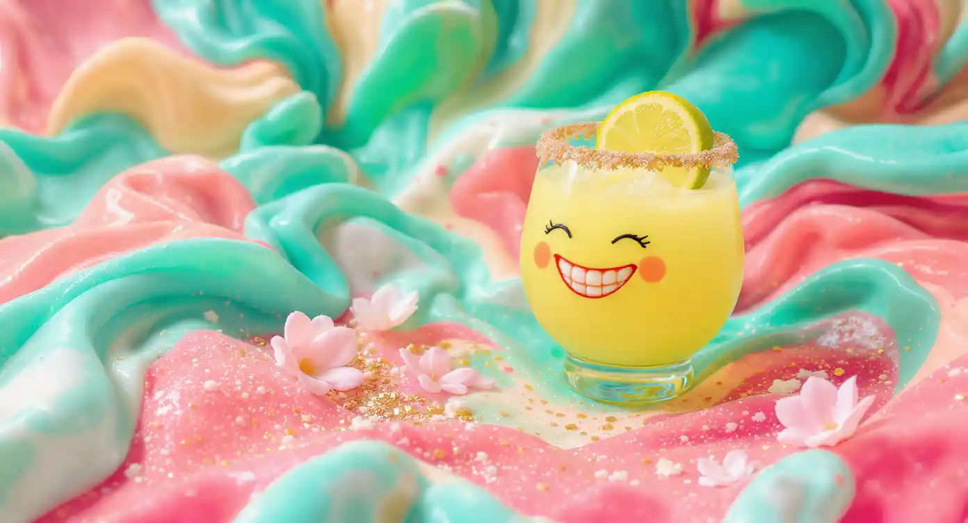 Cheerful margarita glass in dreamy tropical colors