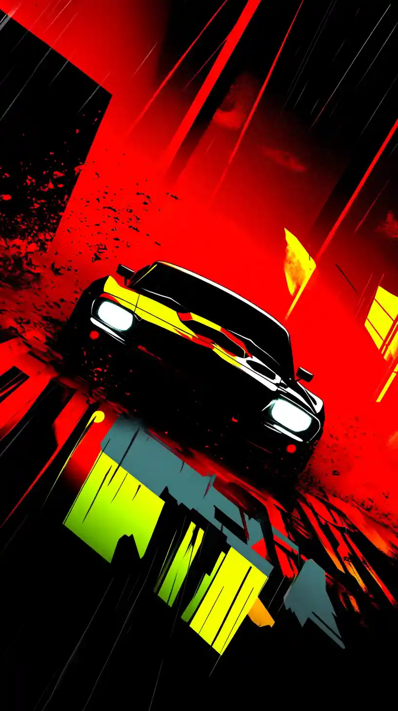 Anthro mustang in dramatic car drifting through space