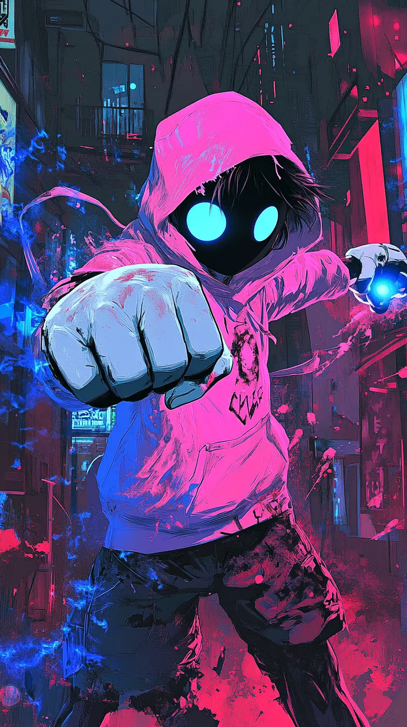 Teenage magical girl battling faceless ninjas in chaos