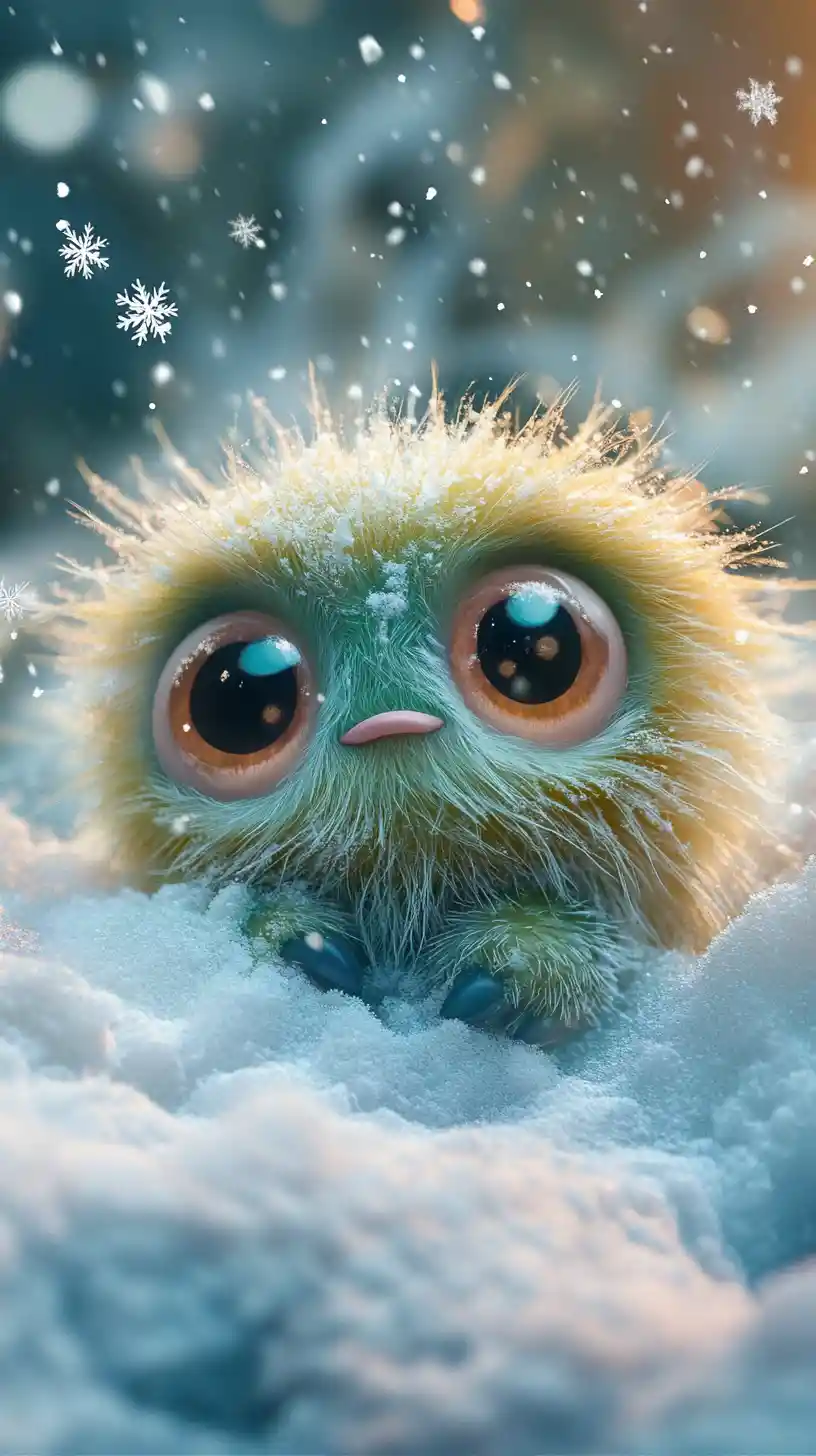 Whimsical Fantasy Creature In A Surreal Winter Wonderland