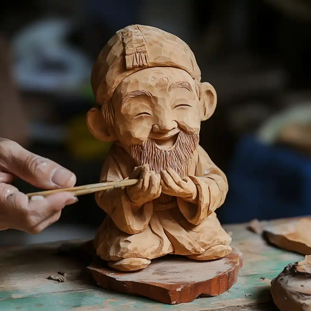Artist Shaping Detailed Clay Figurine With Simple Hand Tools