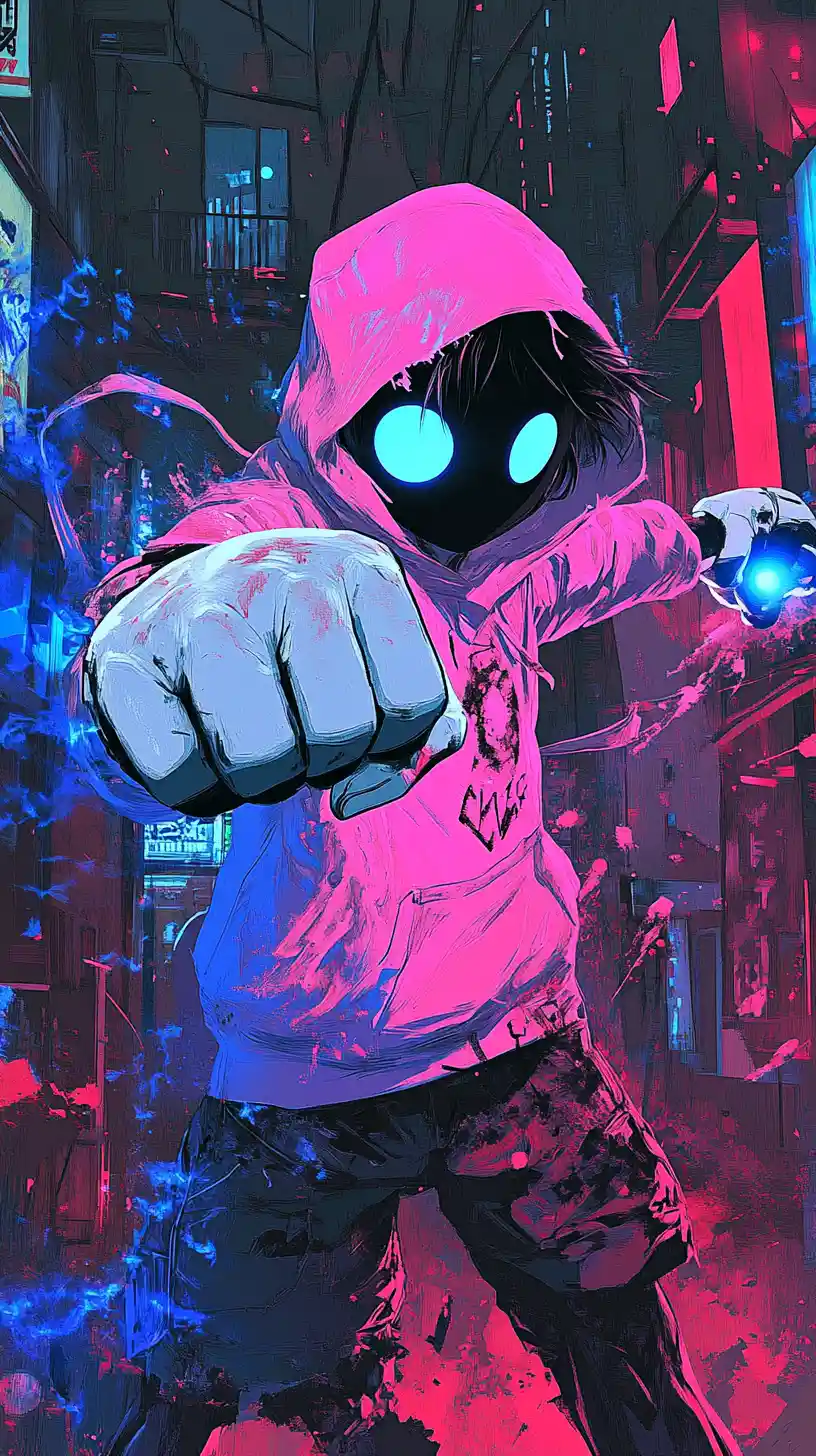 Teenage magical girl battling faceless ninjas in chaos