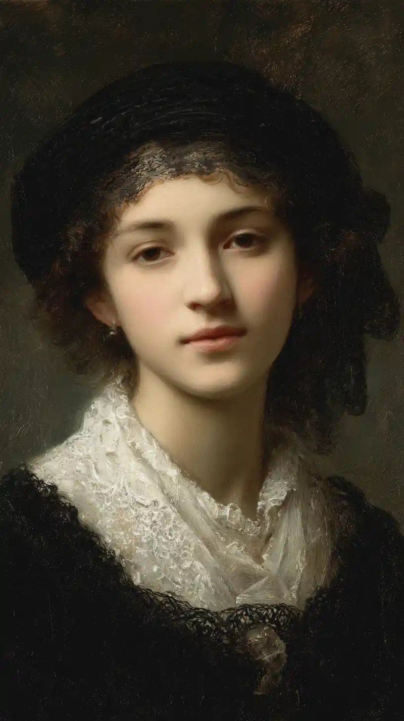 Serene woman in a sunlit Dutch countryside painting