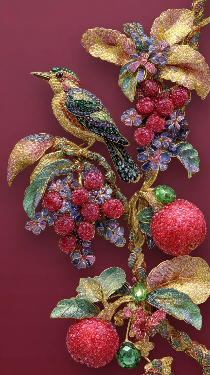 Fantasy jewel plants glowing and shining in sunlight
