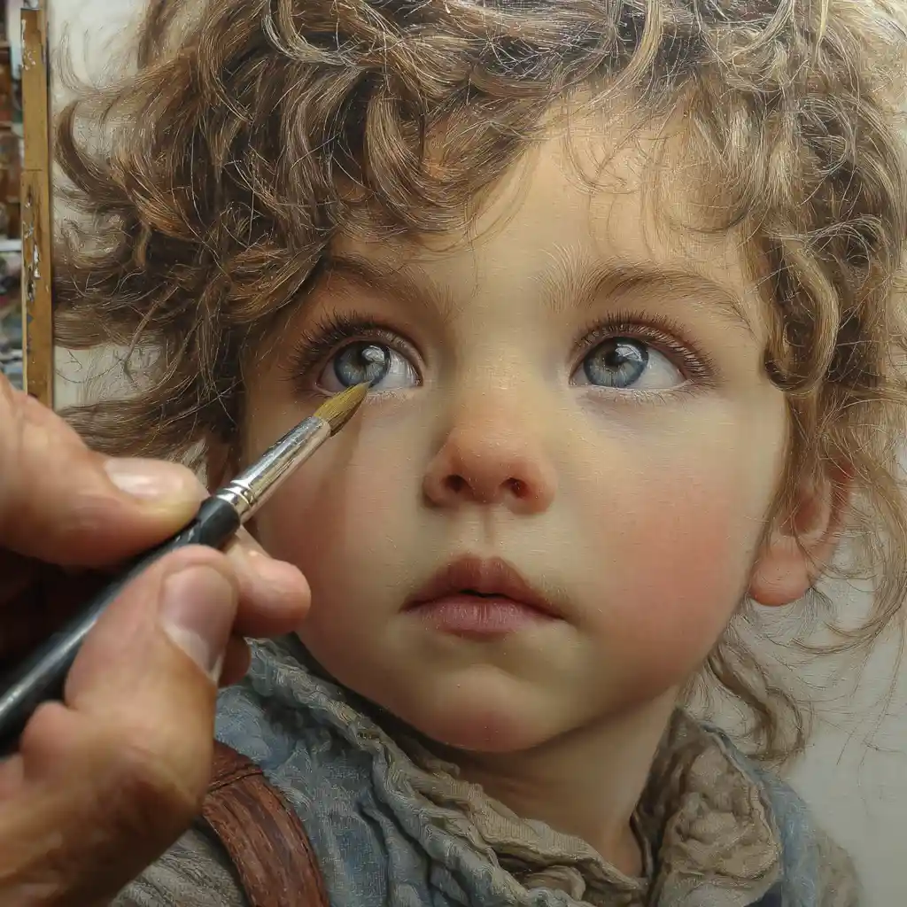Adorable character in ultra realistic oil painting style