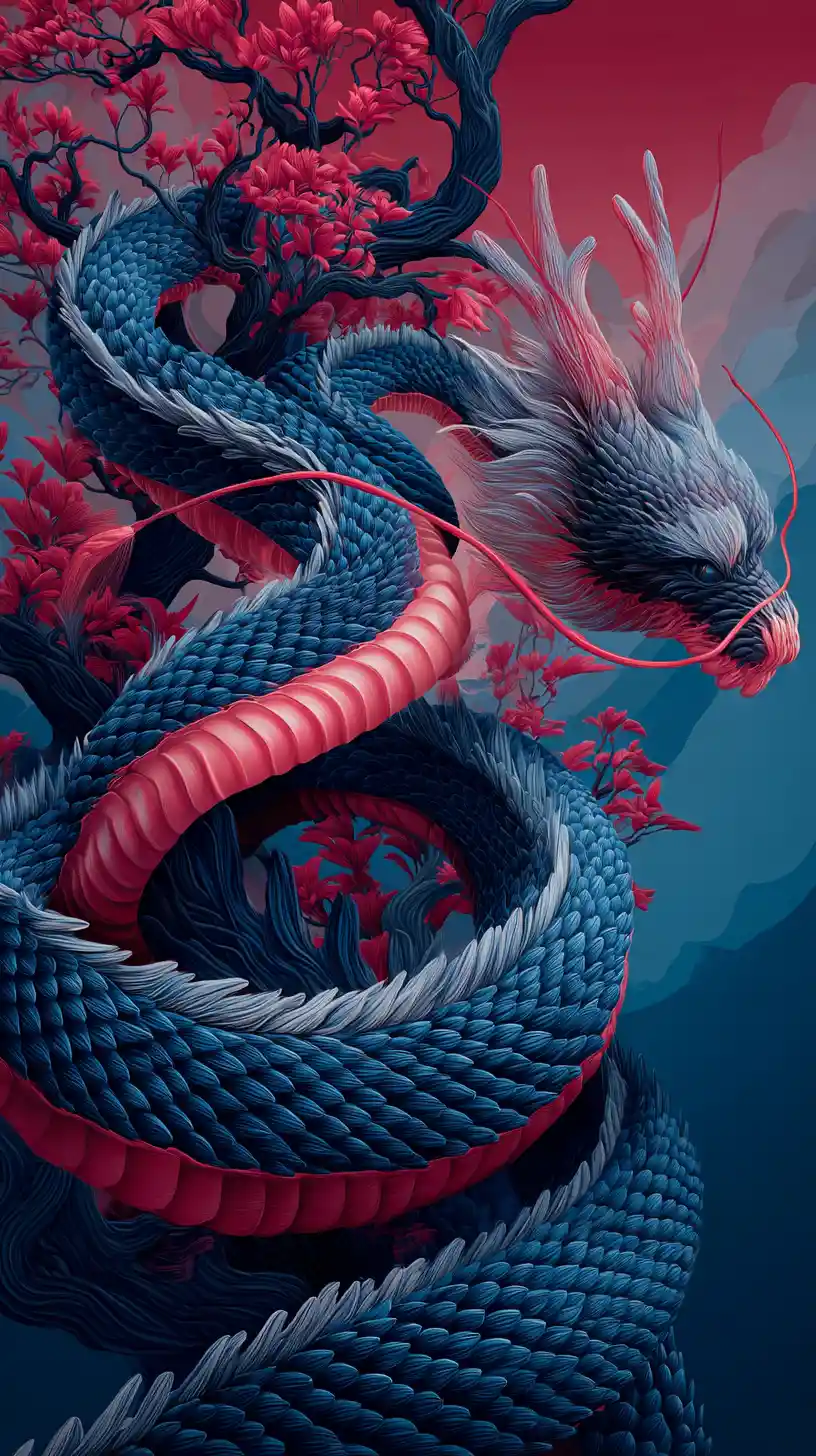 Chinesischer Drache, der im Märchenstil durch den Himmel wirbelt
