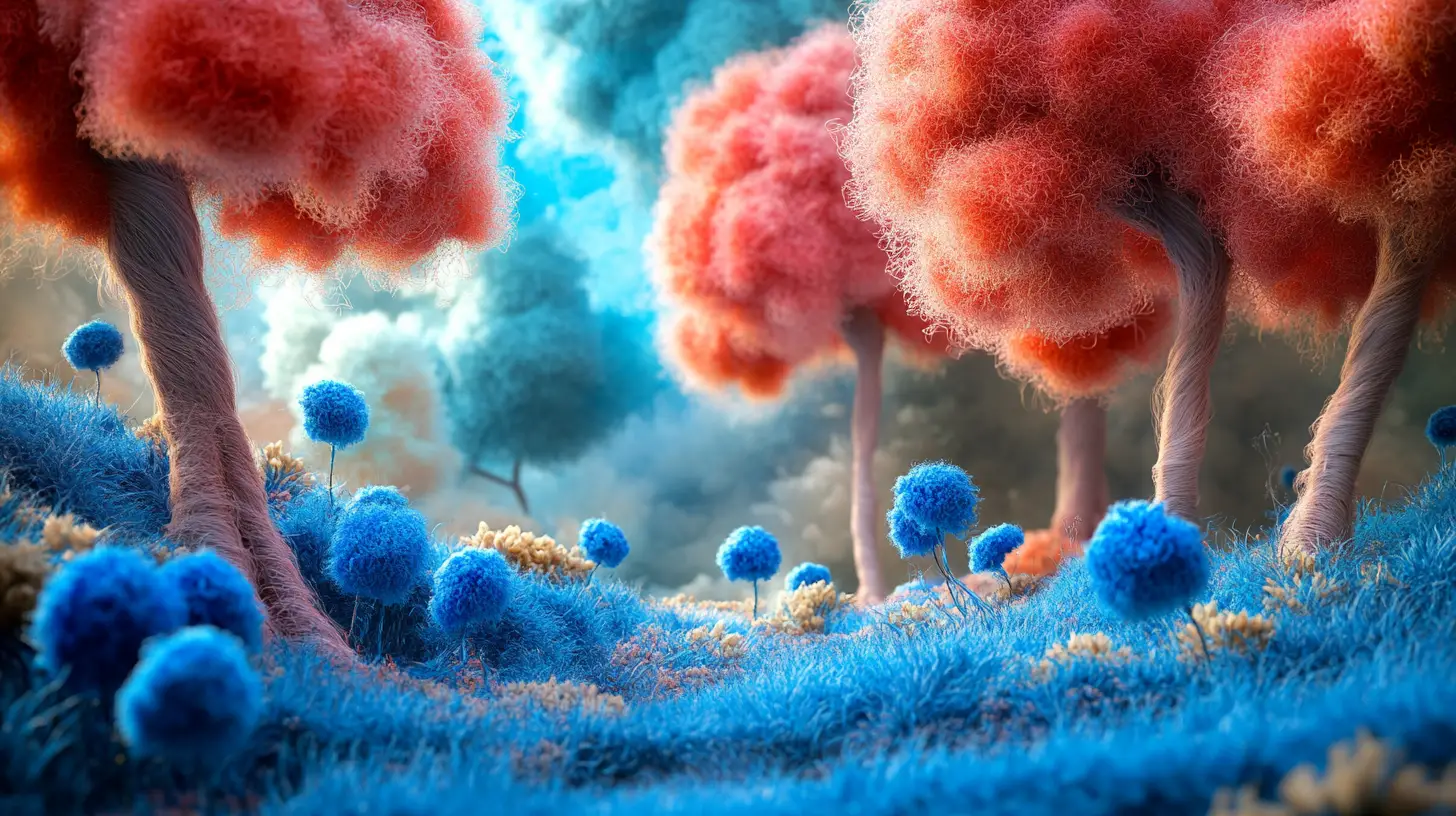 Surreal Wool Forest With A Gentle Woolen Girl