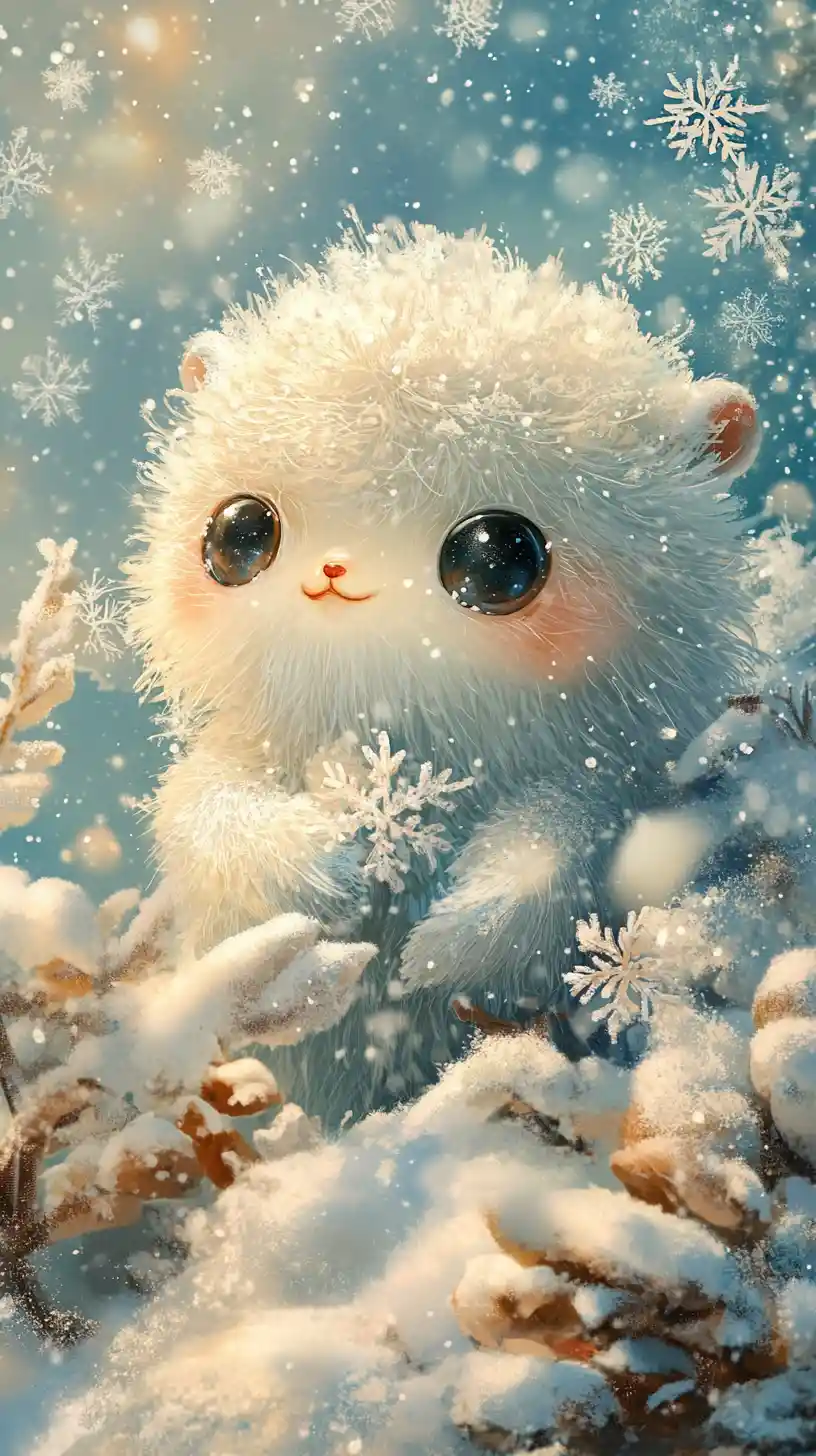 Whimsical Fantasy Creature In A Snowy Winter Wonderland