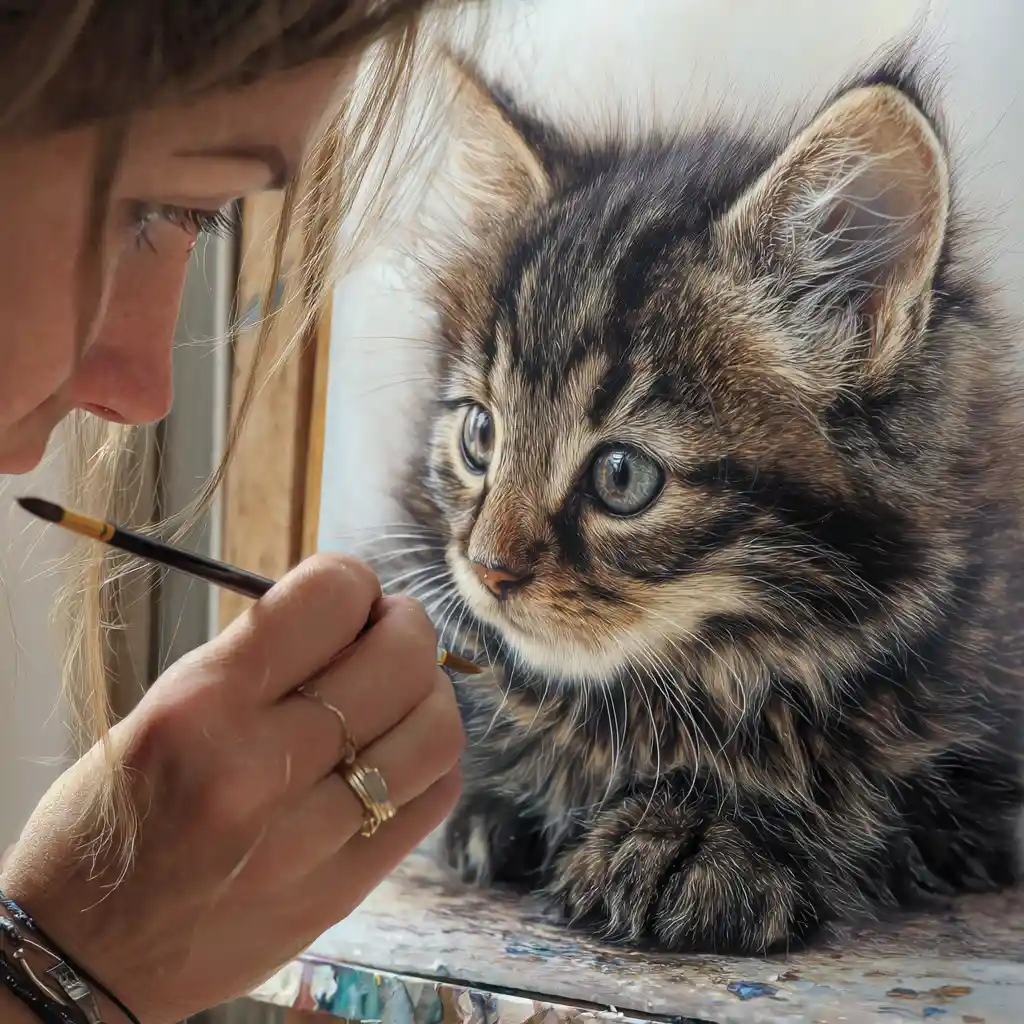 Adorable scene in ultra realistic oil painting style