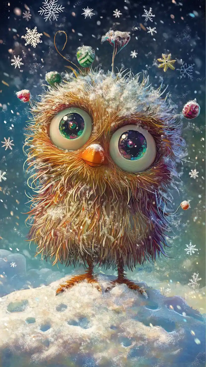 Whimsical Fantasy Creature In A Surreal Winter Wonderland