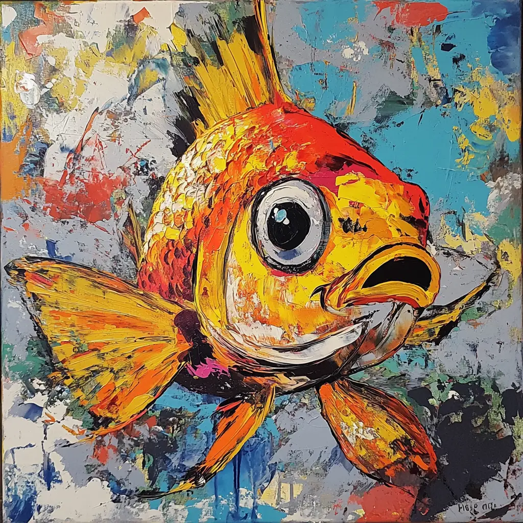 Colorful modern art illustration of a beautiful fish