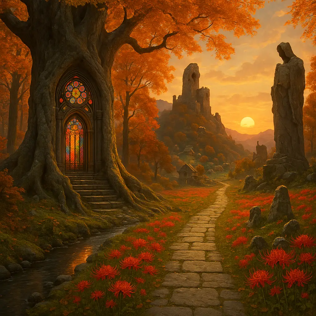 Ancient Stone Temple Hidden In A Vast Autumn Forest