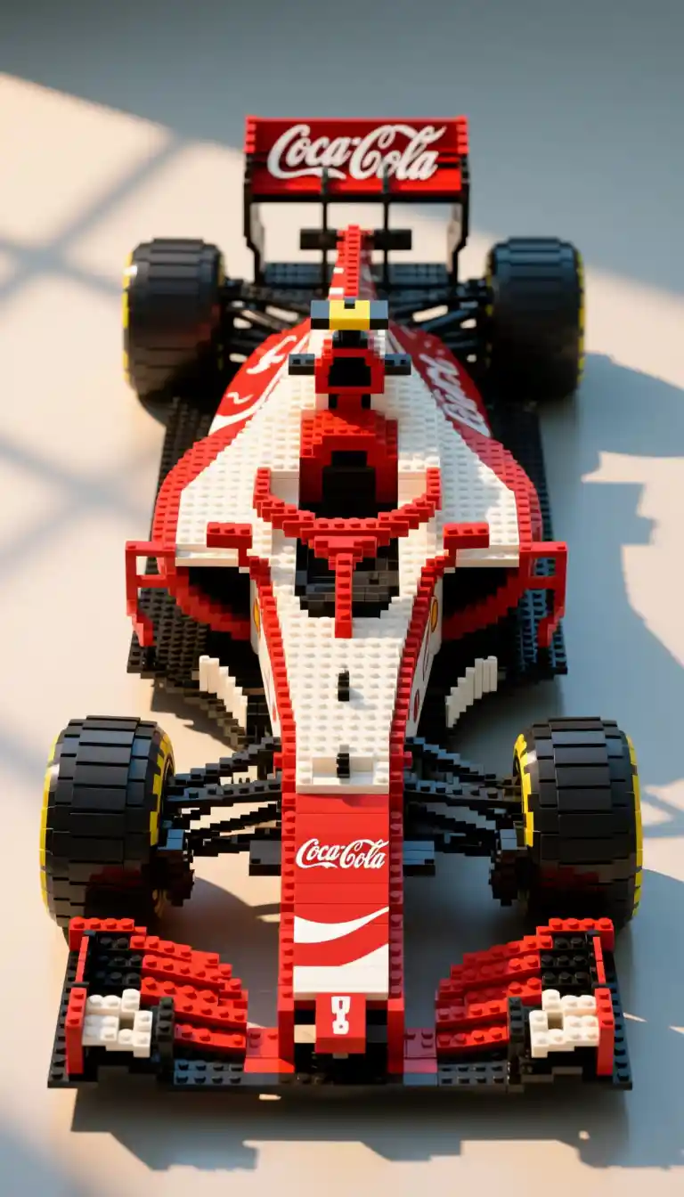 Top down view of a lego formula one race car