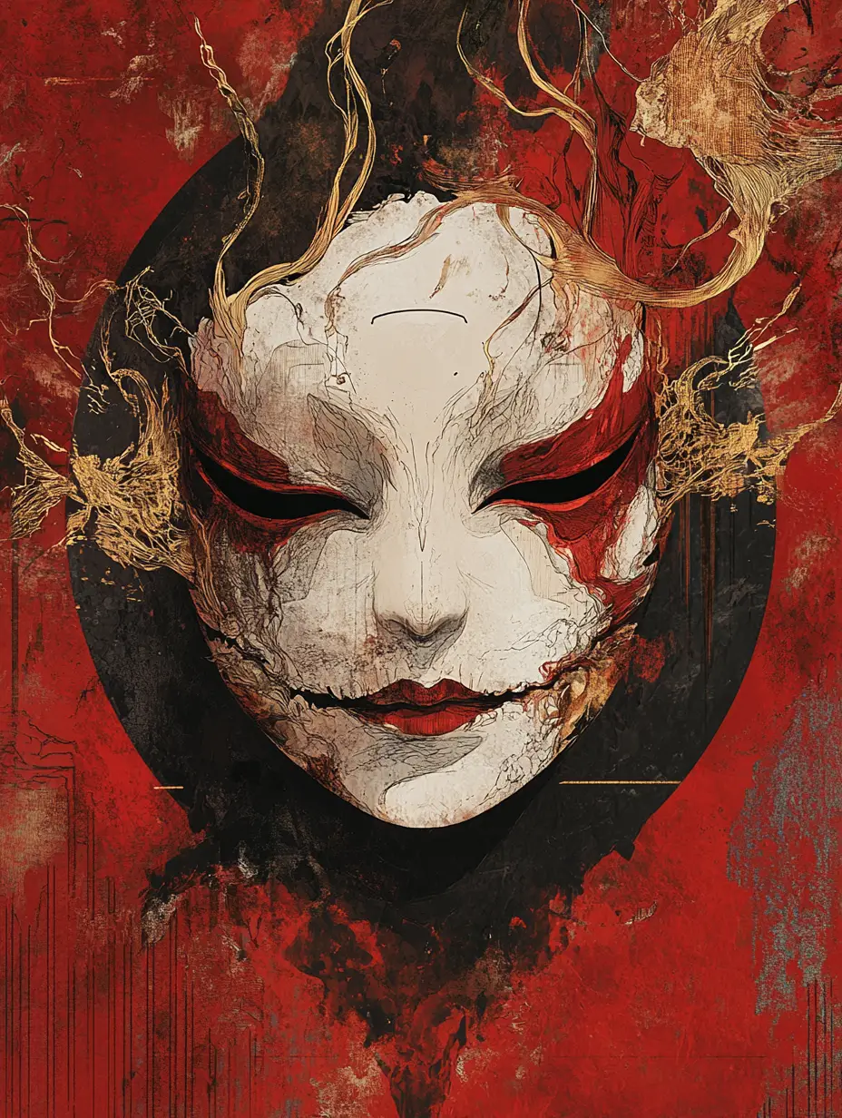 Digital illustration of a mask symbolizing the end of life