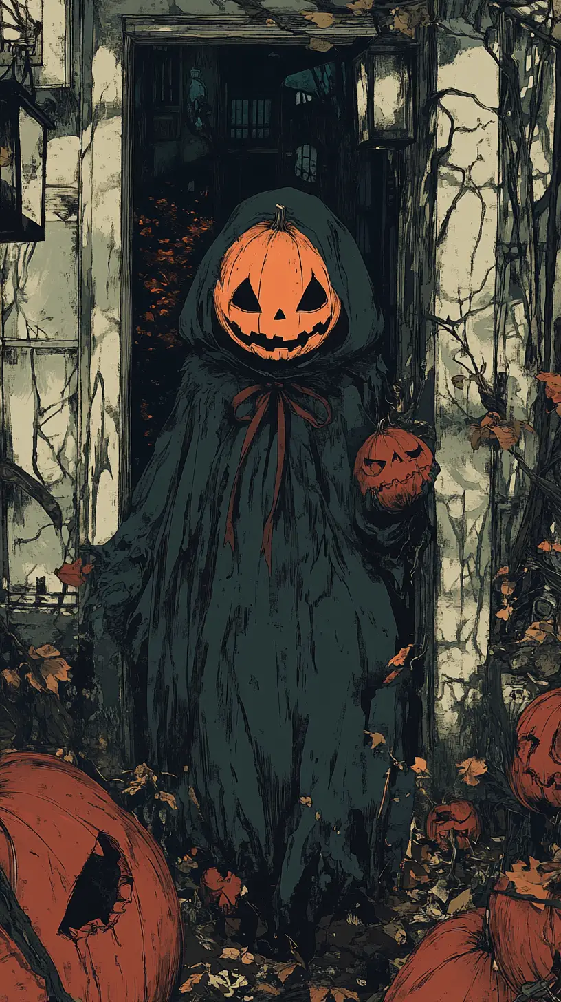 Undead figures rising in a dark halloween night