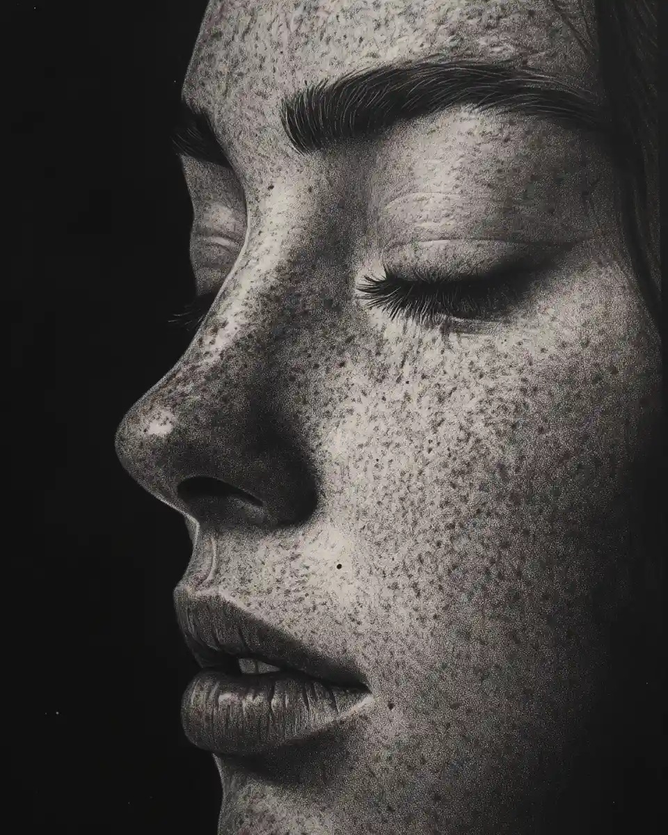 Charcoal and graphite drawing with rich tonal chiaroscuro