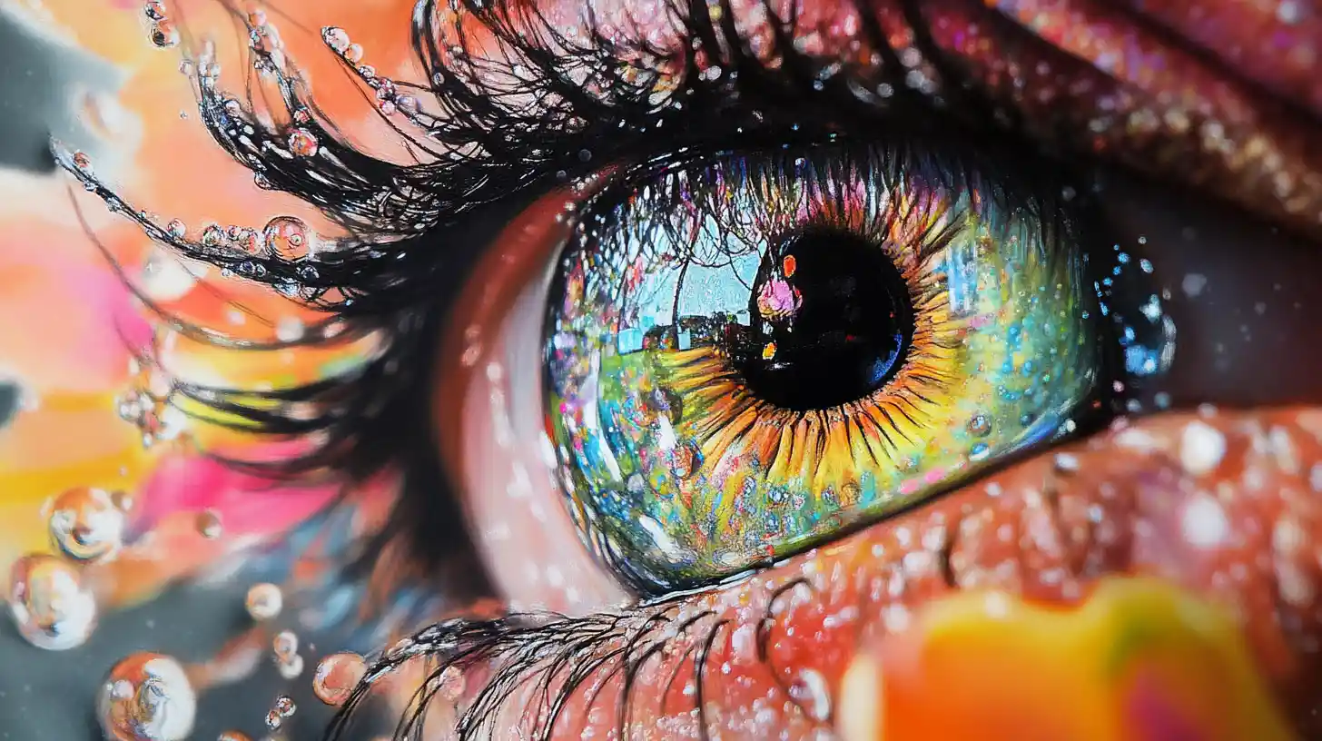 Abstract illusion art with ink waterdrop and petal colors