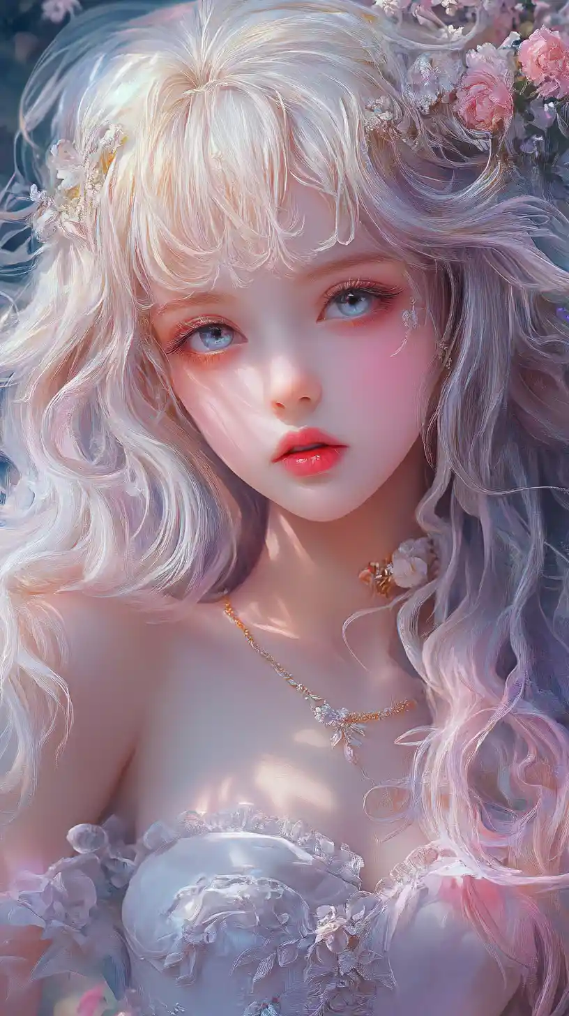 Dreamlike Rococo Fantasy Girl With Pastel Hair