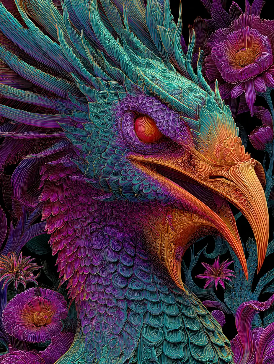 Phoenix Rising In Flames Above A Transformed Earth