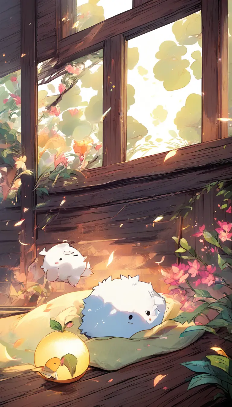 Baby bird forming on a glowing orb in soft sunlight