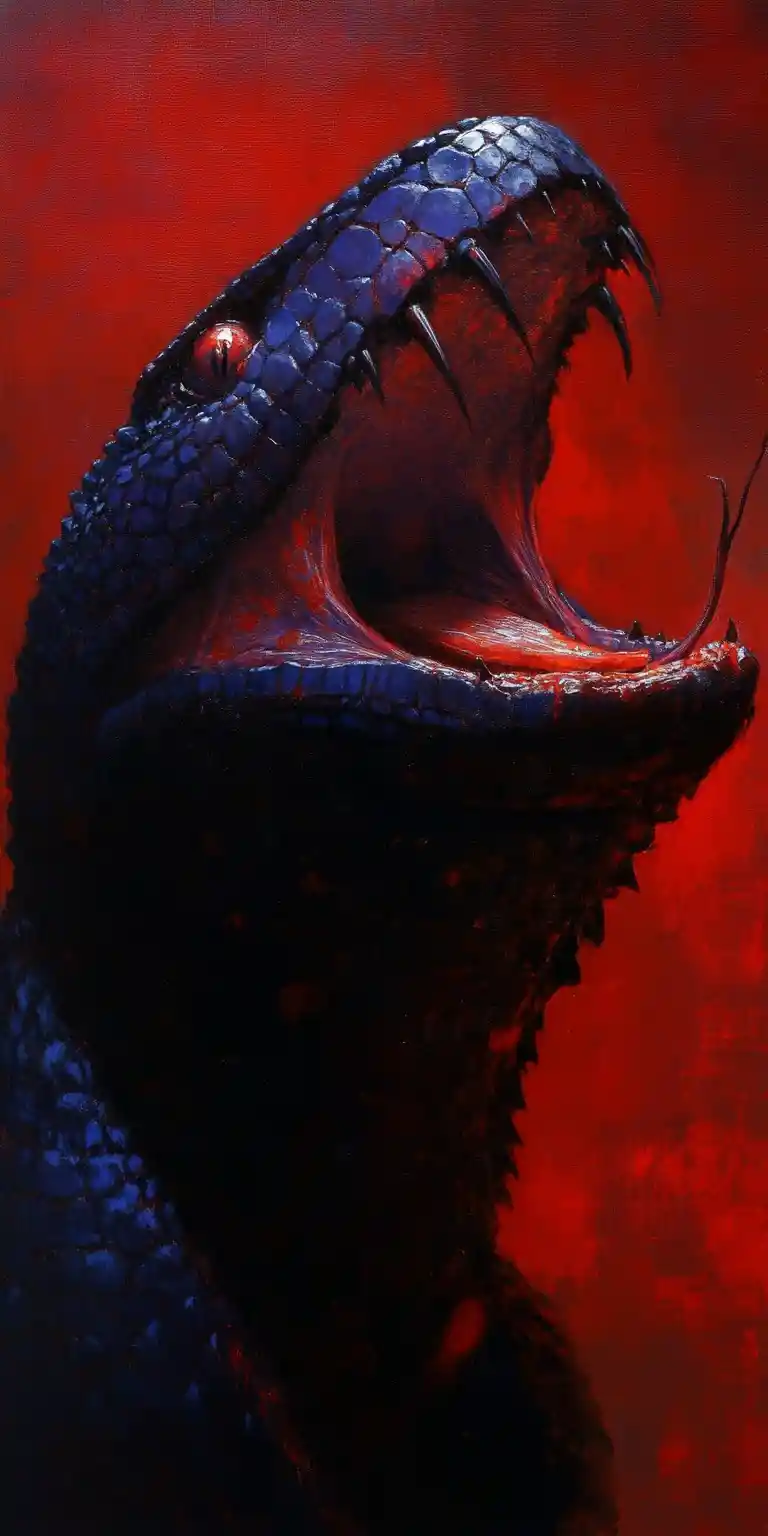 Intense close up of a yelling reptilian creature portrait