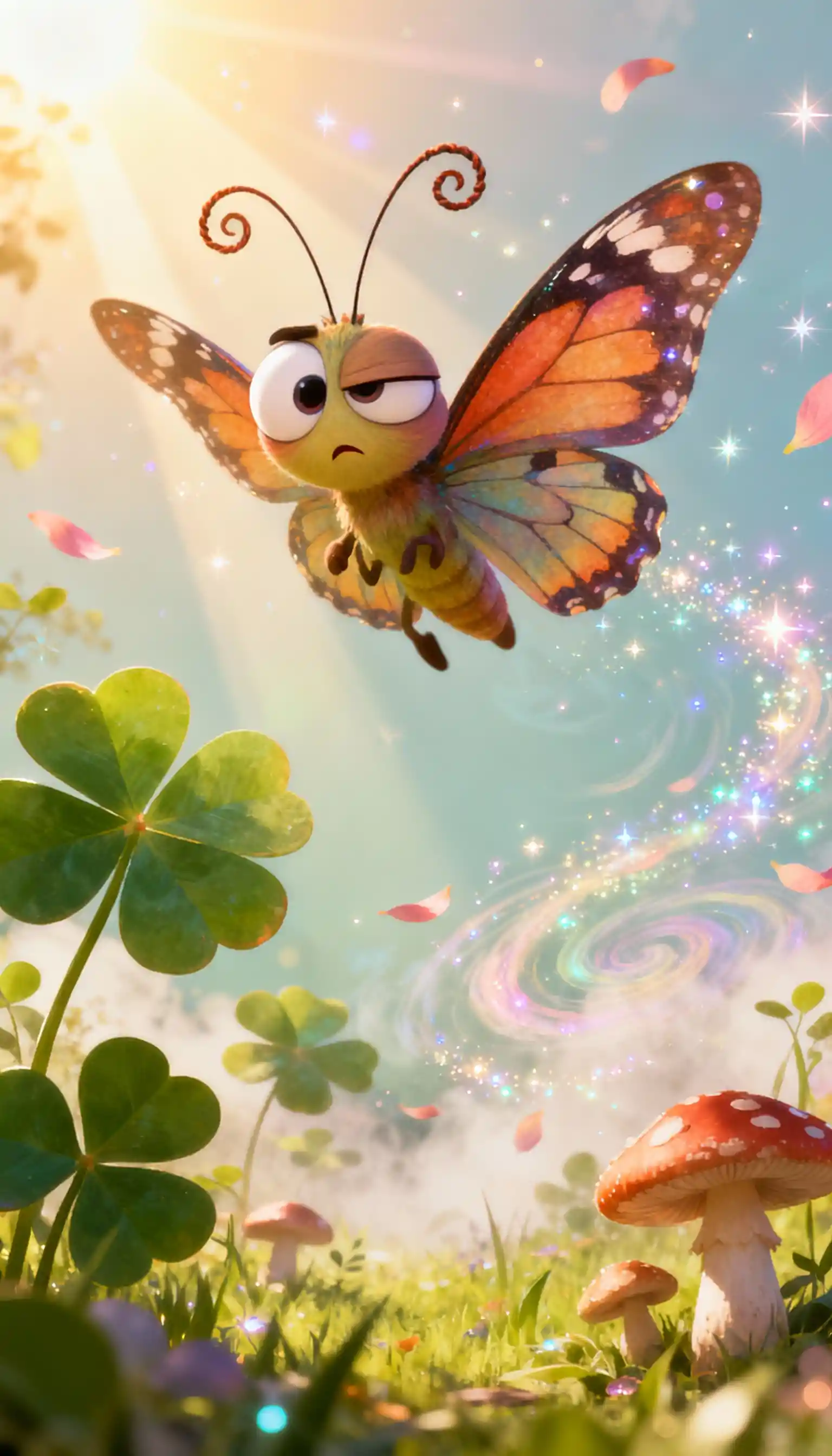 Colorful Confused Butterfly In A Dreamlike Fantasy Meadow