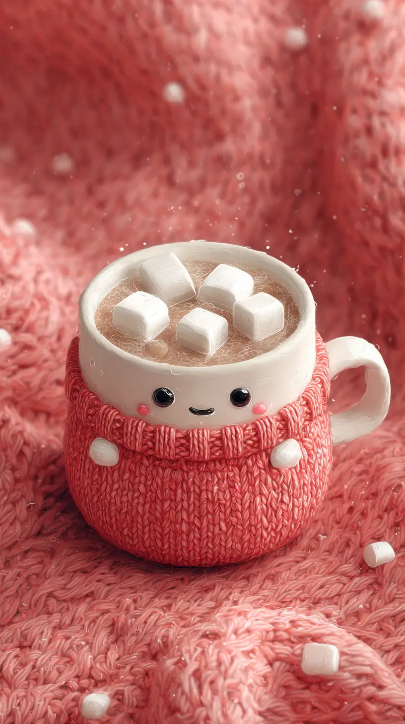 Carina tazza bianca di cioccolata calda con marshmallow