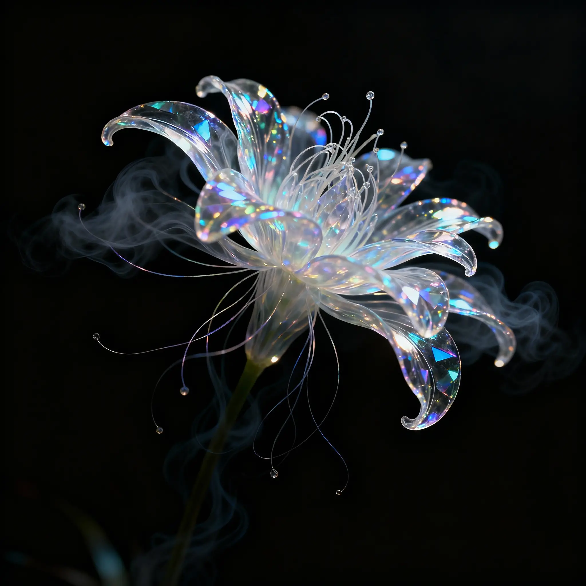 Ethereal Flower Floating In A Dark Abstract Void