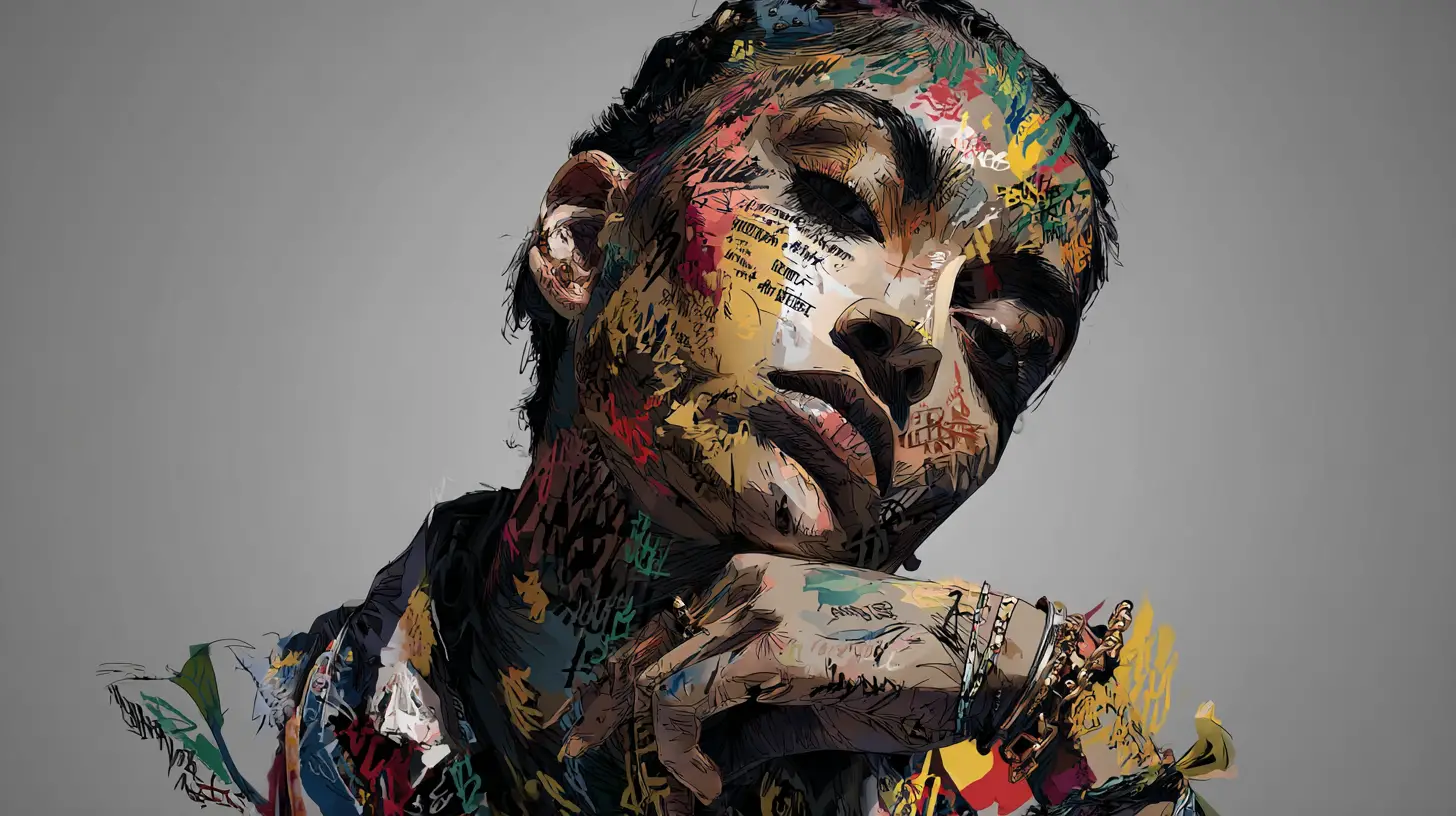 Art rap woman album cover with intense emotion
