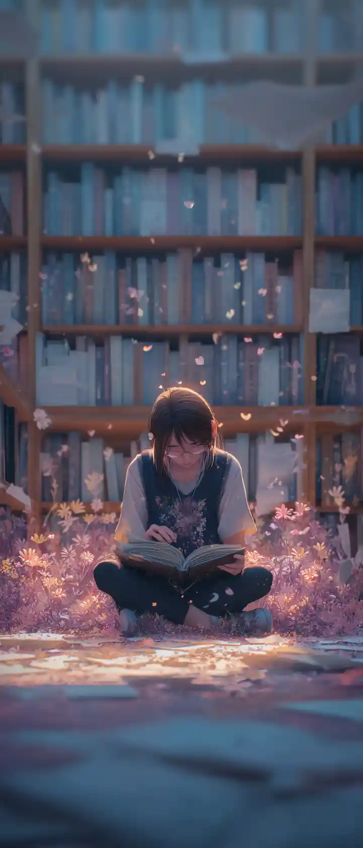 Anime student finds glowing future letter in quiet library