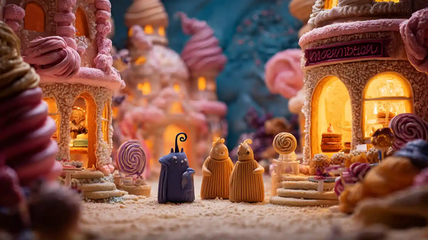 Mundo fantasioso de Halloween feito de doces e confeitaria