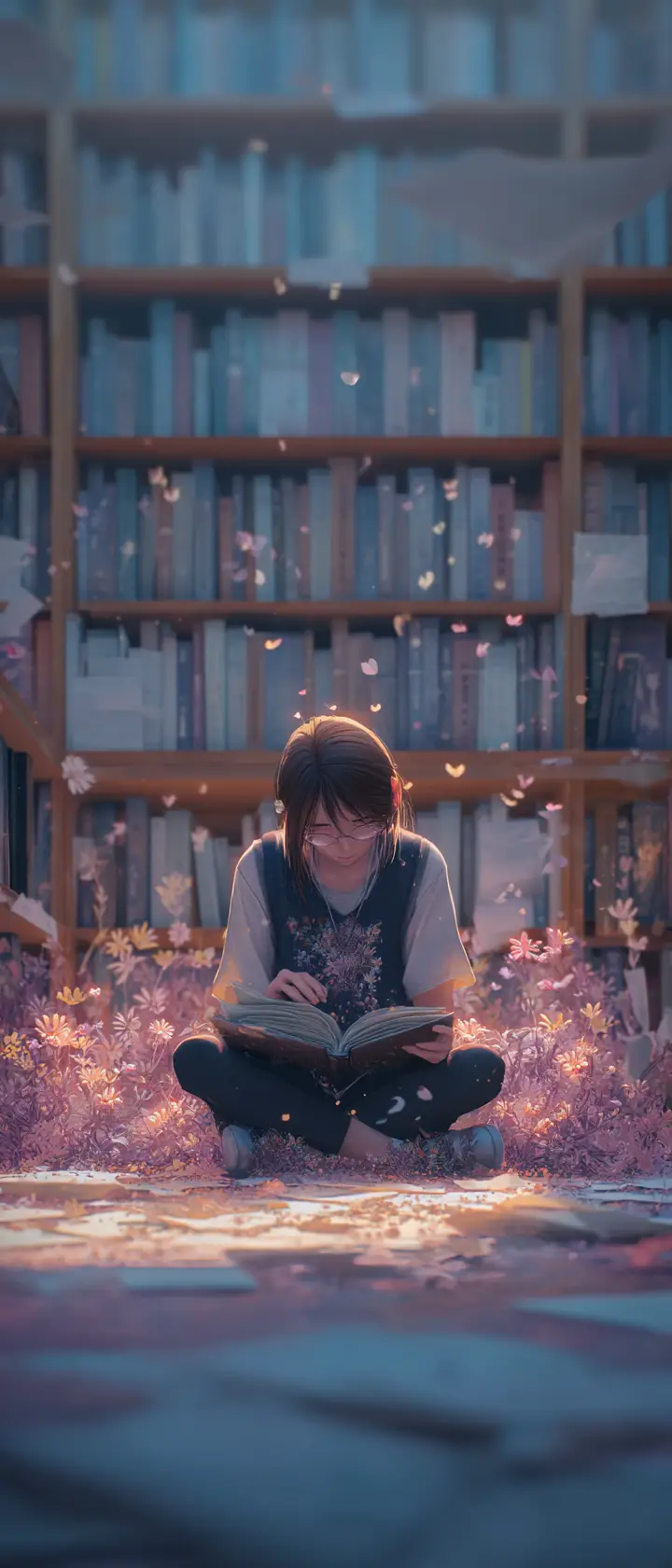 Anime student finds glowing future letter in quiet library