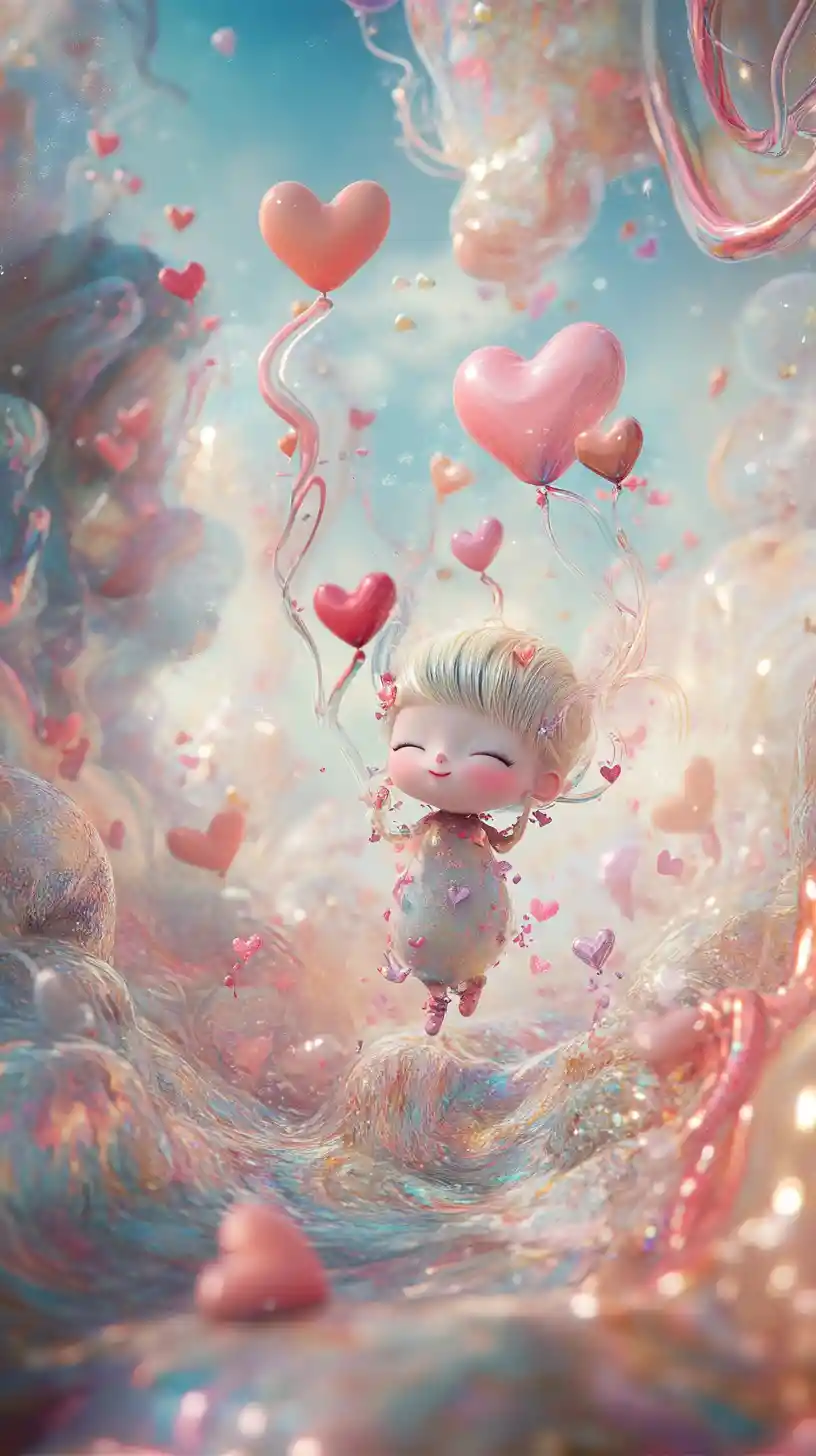 Whimsical Valentine Elf In Surreal Romantic Landscape