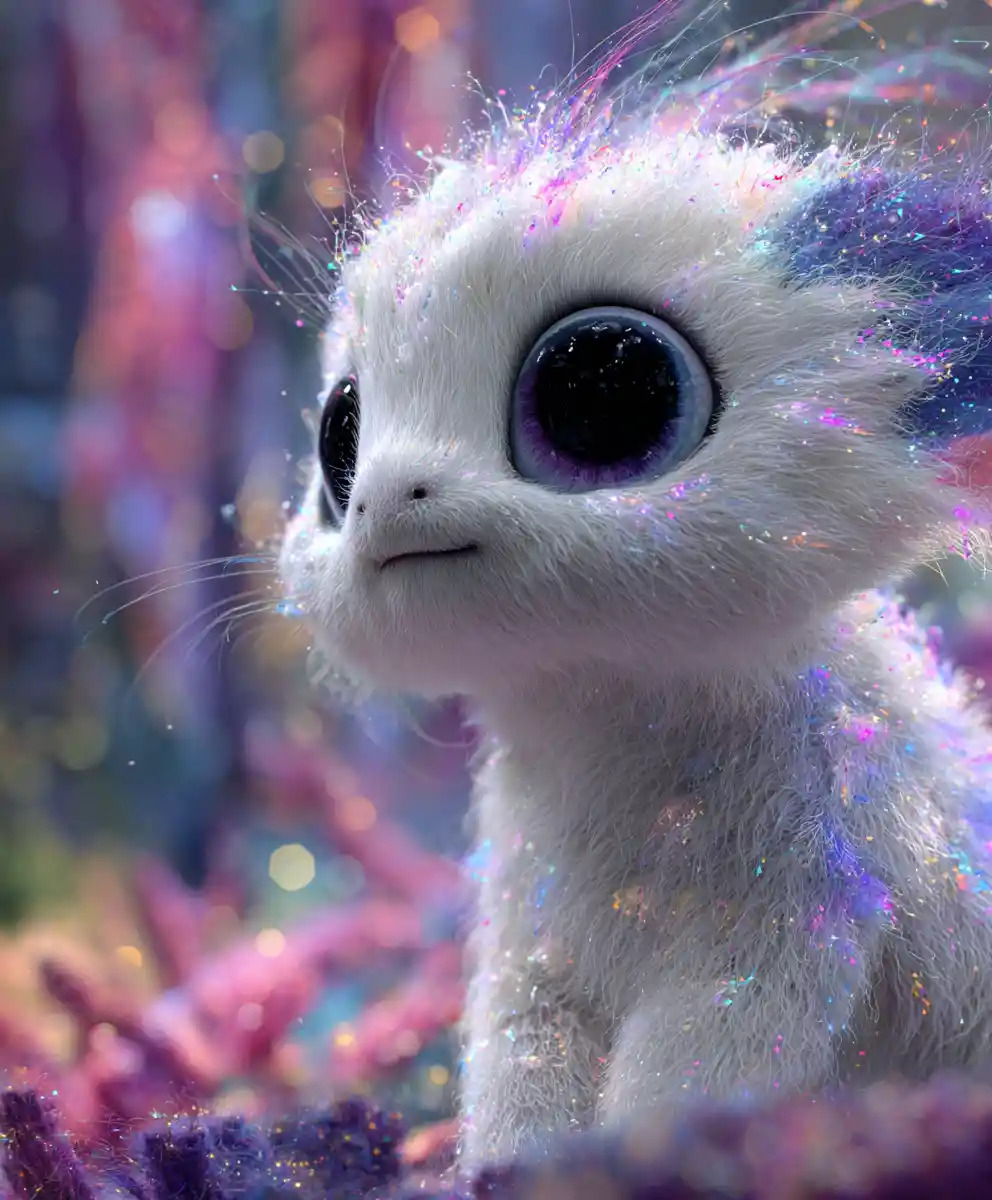 Cute fantasy creature with big sparkling eyes