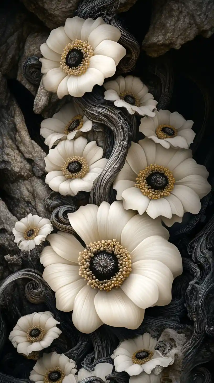 Surreal gothic flower glowing in a dark fantasy realm