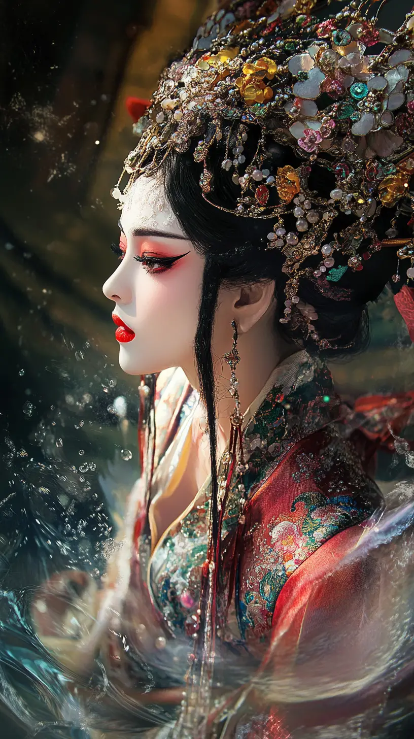 Peking Opera heroine in flowing traditional Chinese robes