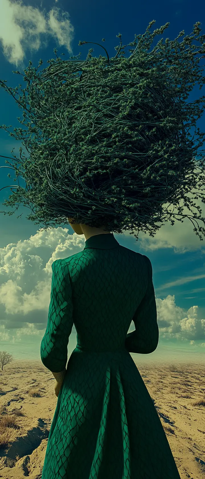 Beautiful girl in a surreal deep purple virtual environment