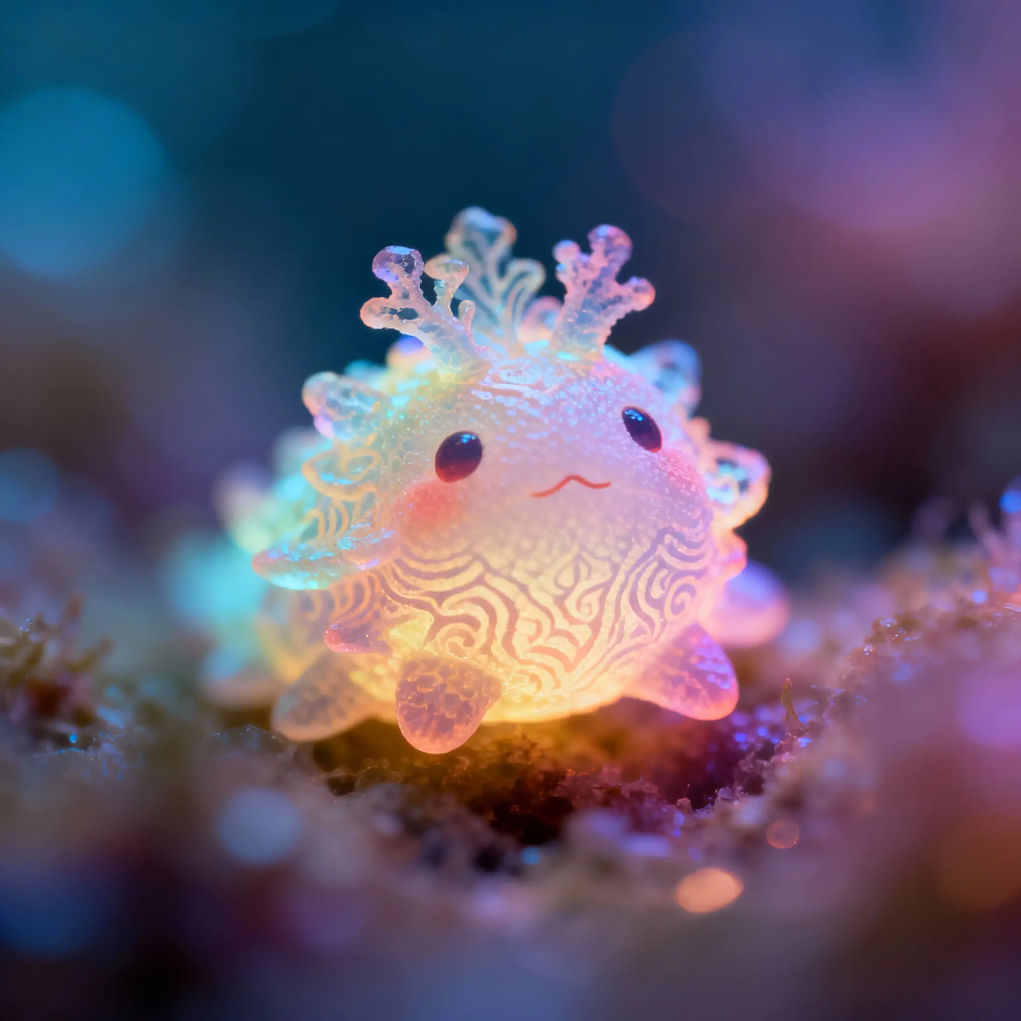Dreamy close up of abstract luminescent subject