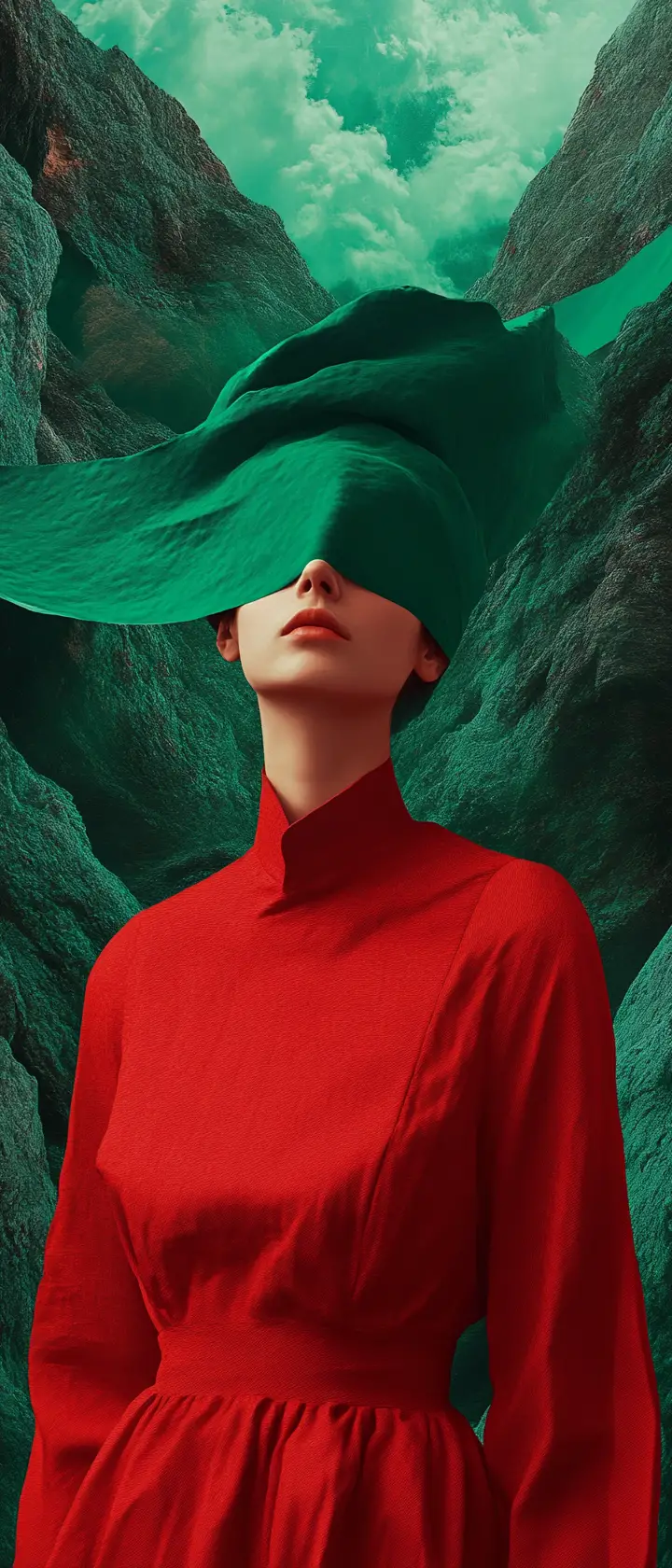 Surreal portrait of a beautiful girl in a virtual world
