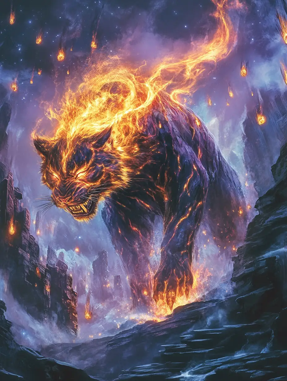 Mythic Starfire Tiger Spirit On A Twilight Mountain